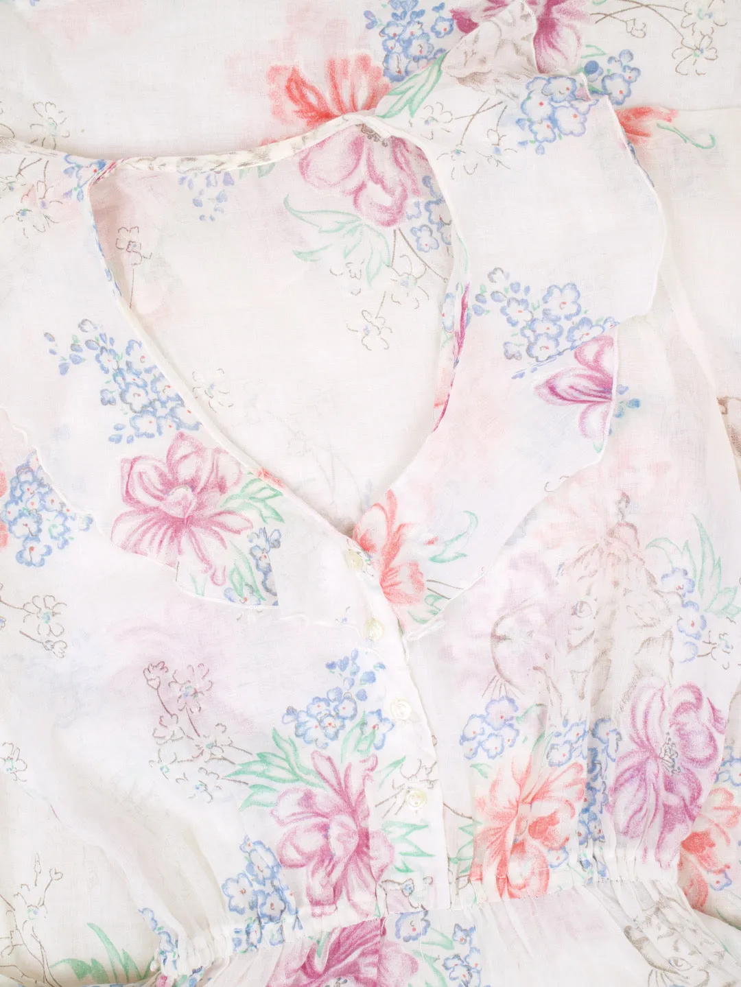 1970's ruffle neck floral dress