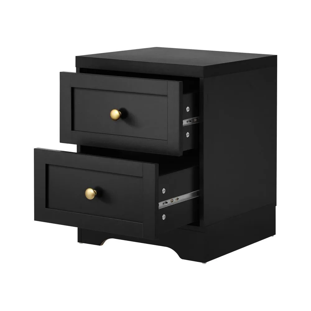 2X Bedside Tables Hamptons Furniture Black