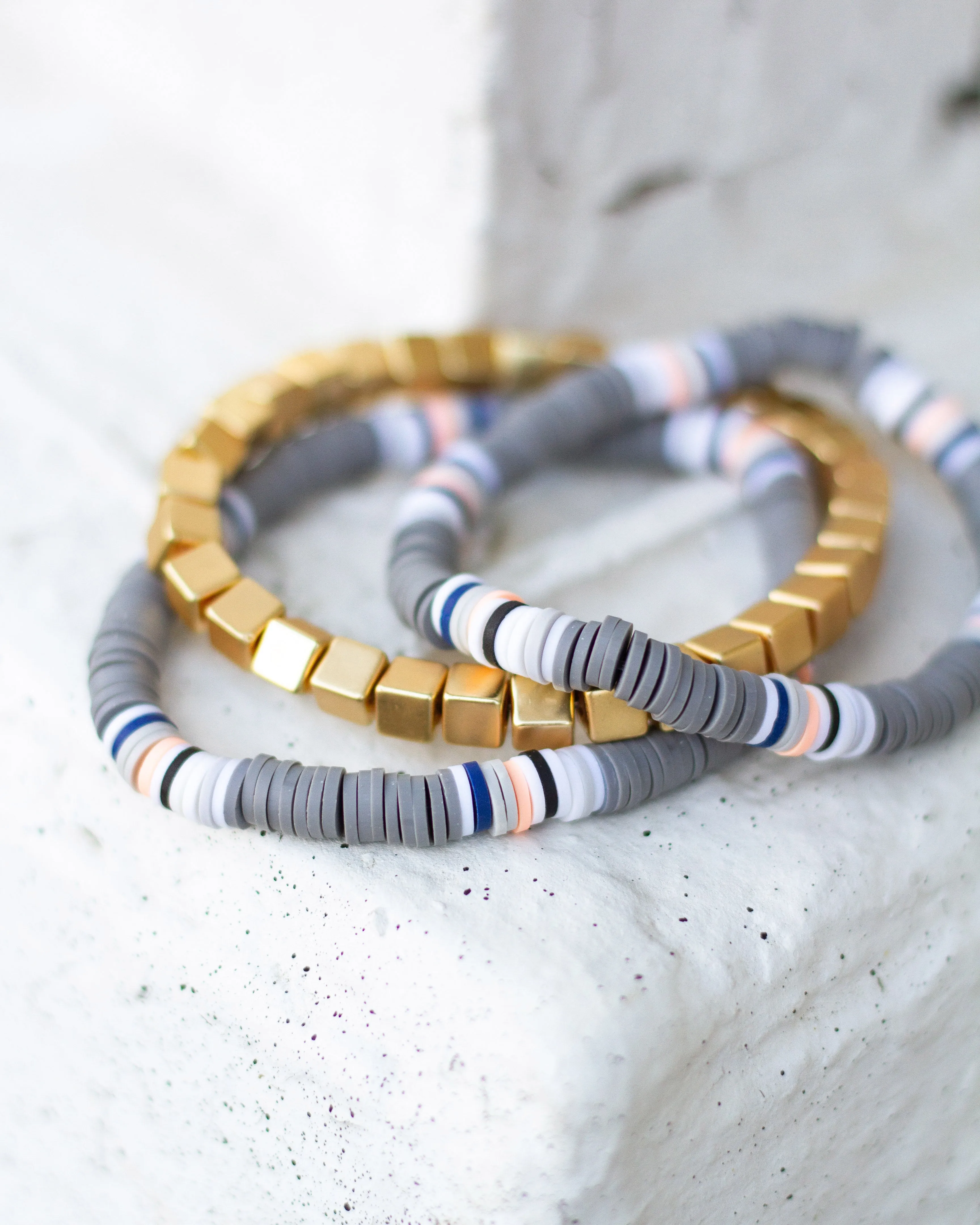 Aria Stackable Bracelet - Grey/Orange