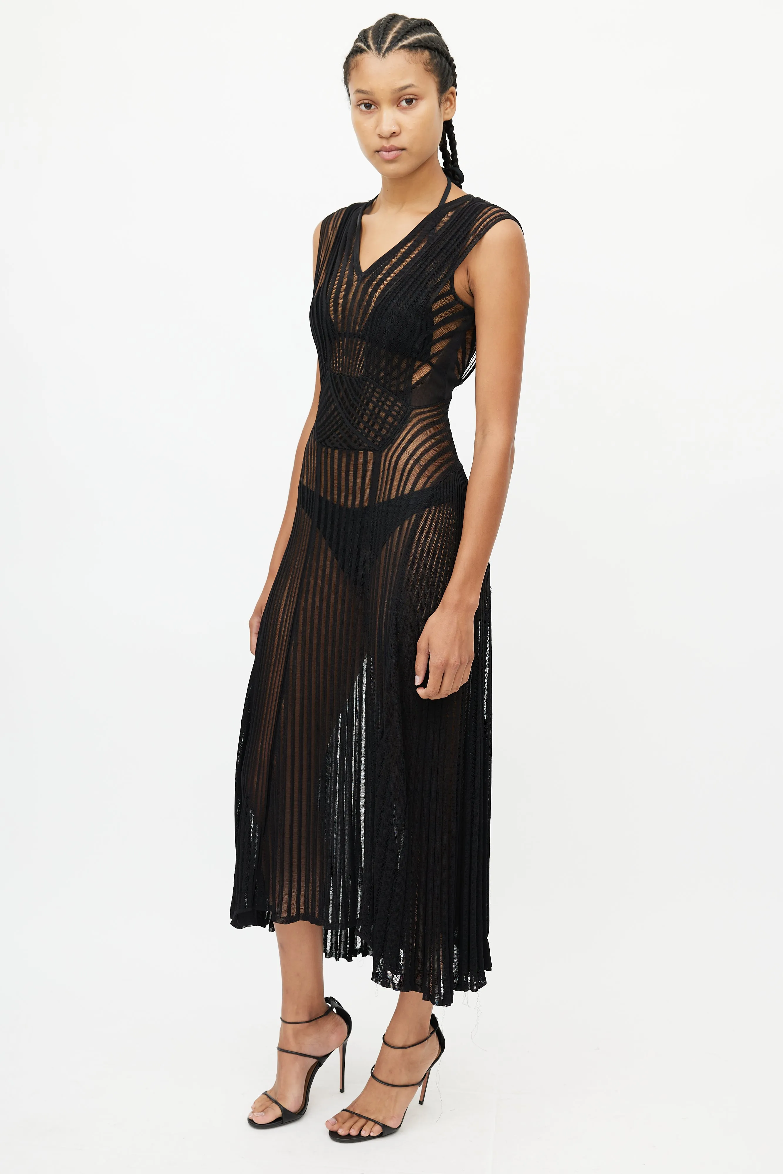 Black Cut Out Sheer Dress