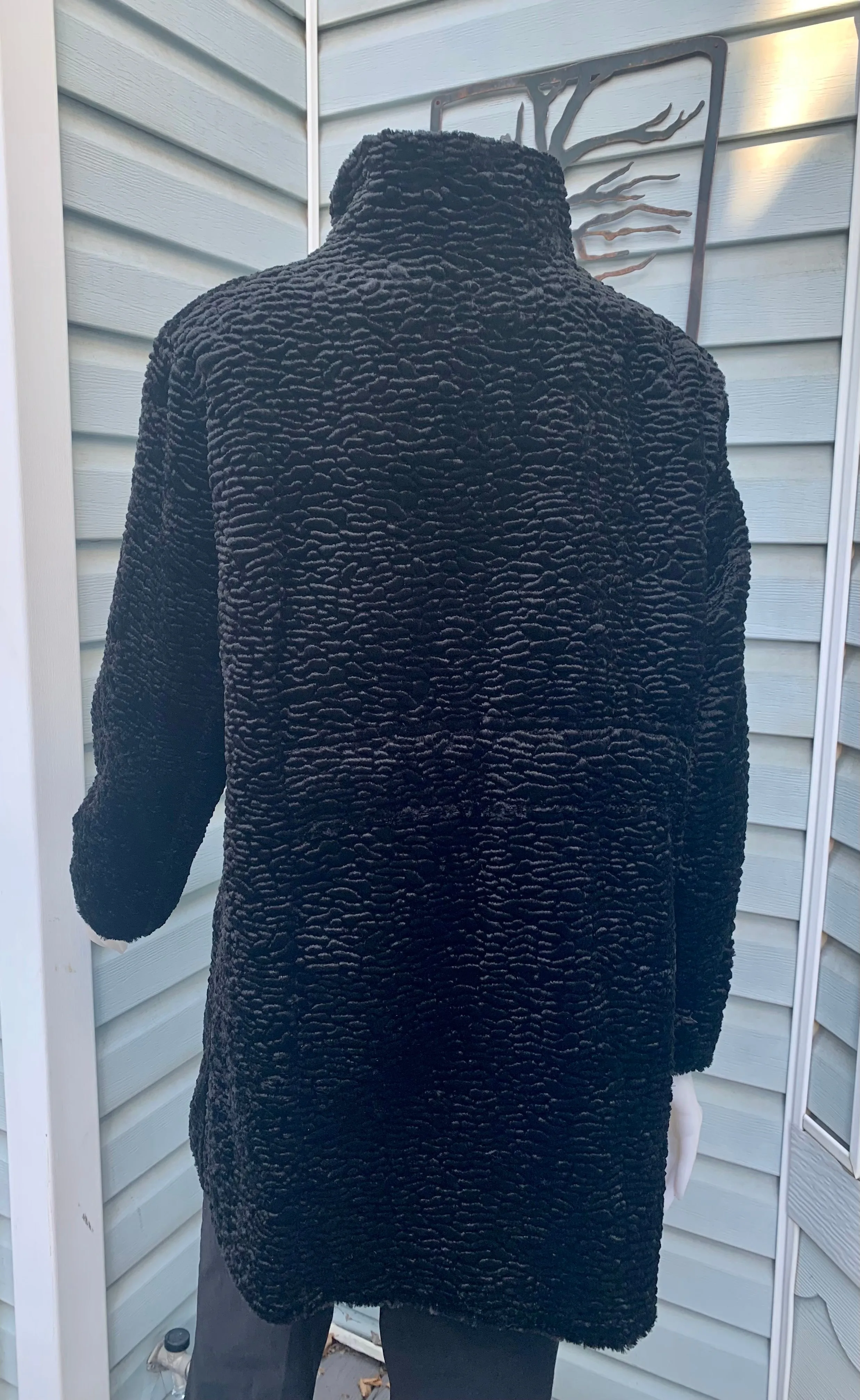 Black Faux Persian lamb 3/4 Classic Coat