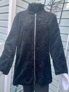 Black Faux Persian lamb 3/4 Classic Coat