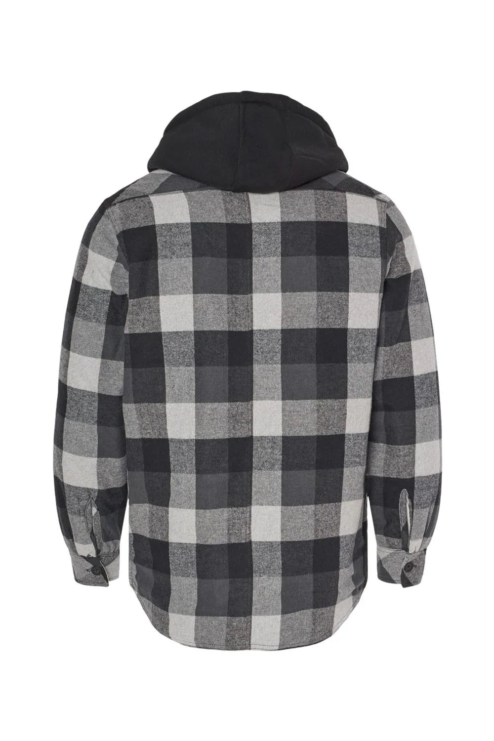 Burnside Mens Quilted Flannel Full Zip Hooded Jacket - Black/Grey