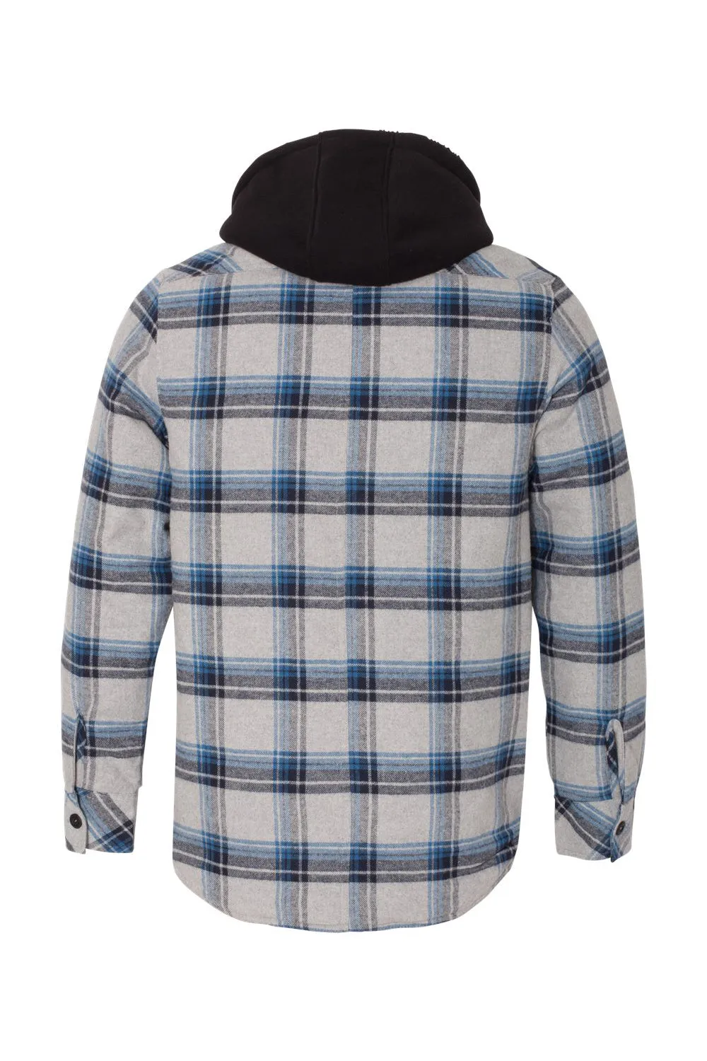 Burnside Mens Quilted Flannel Full Zip Hooded Jacket - Grey/Blue