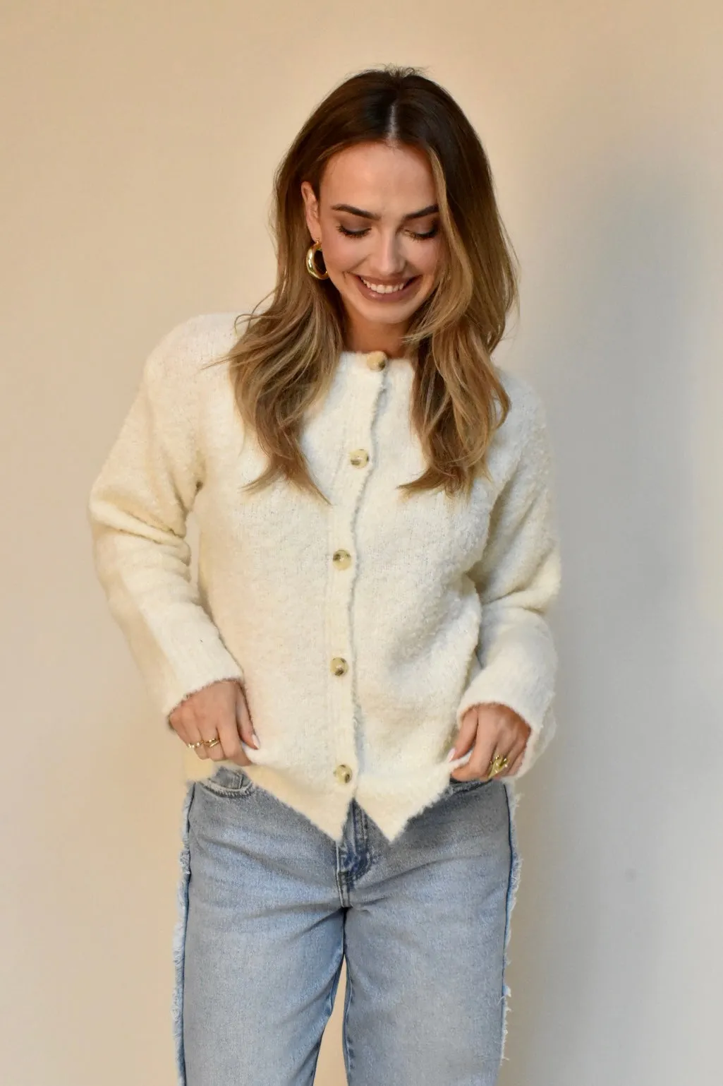 Cosy knitted vest - Ecru