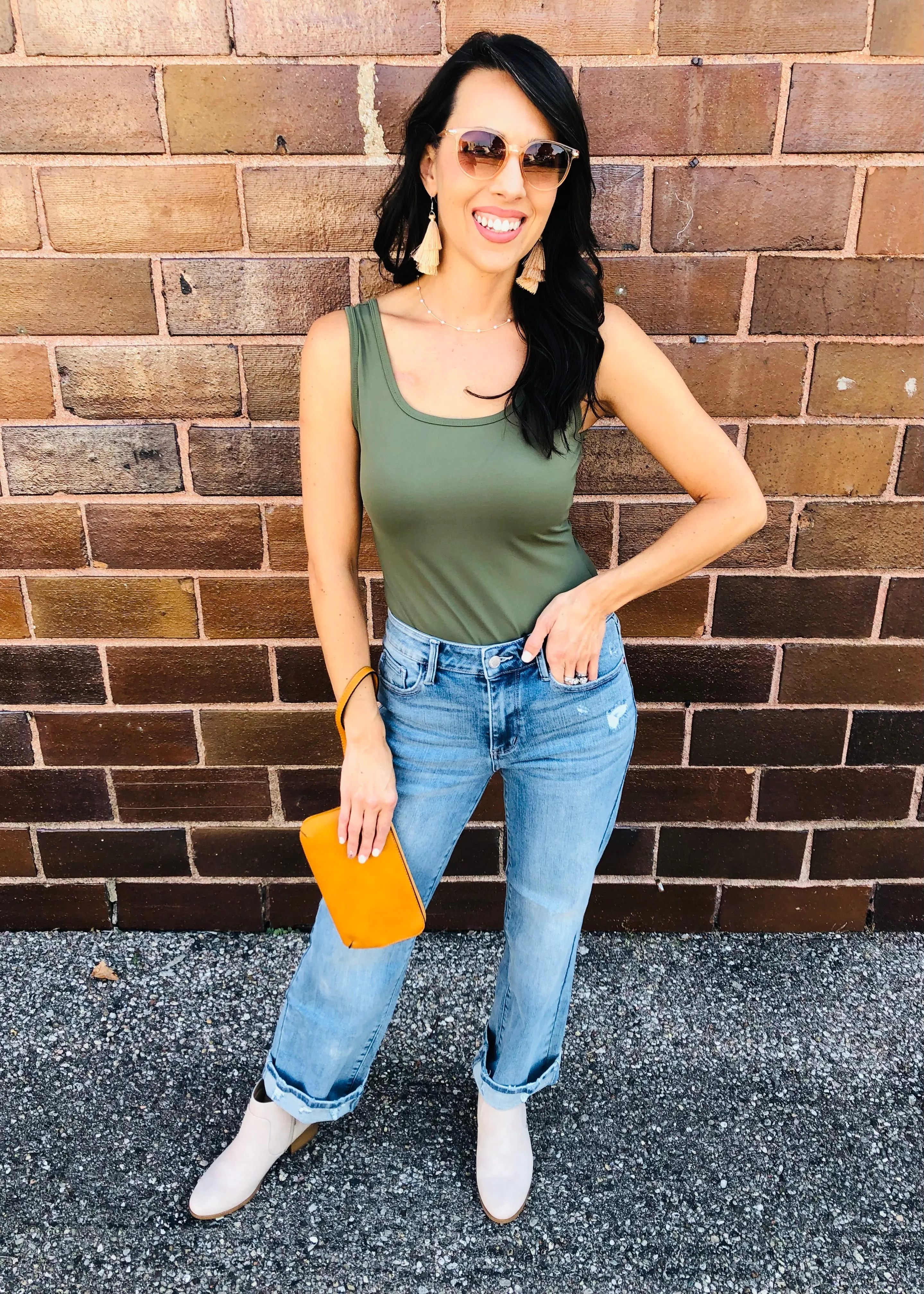 Dark Green - Basic Square Neck Bodysuit