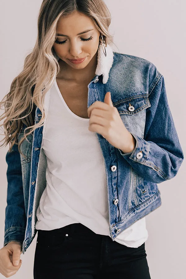 Denver Days Denim Sherpa Lined Jacket In Medium Wash