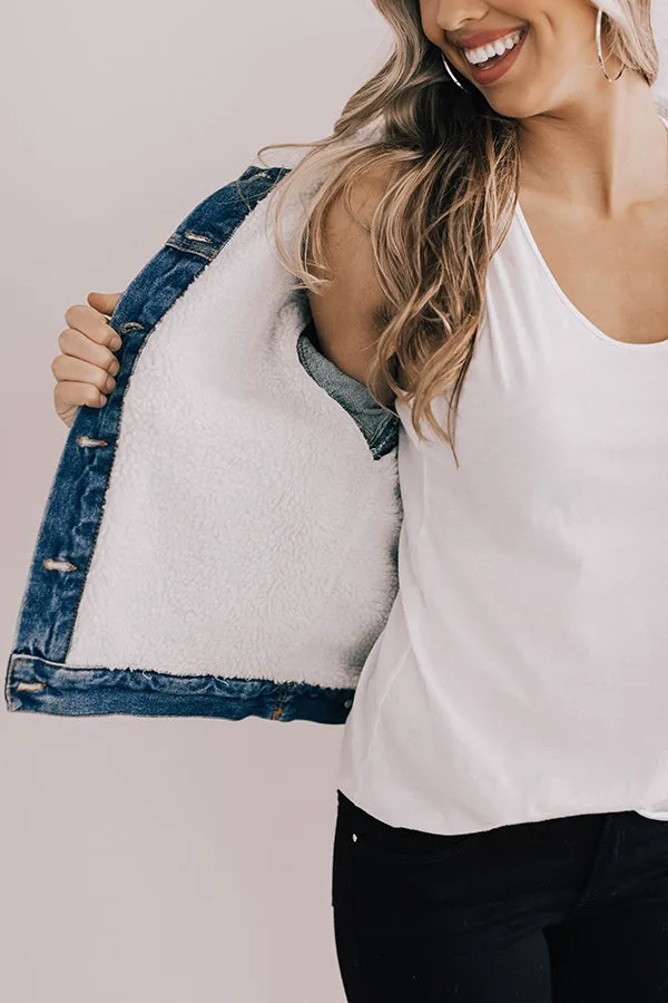 Denver Days Denim Sherpa Lined Jacket In Medium Wash