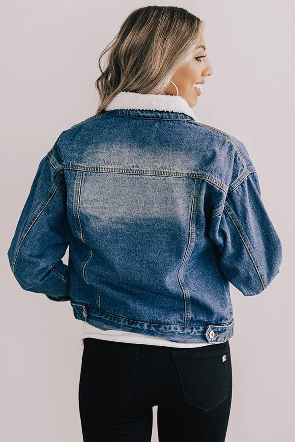 Denver Days Denim Sherpa Lined Jacket In Medium Wash