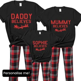 Family Believes Personalised Christmas Yuletide Pyjama Tee & Pant Set