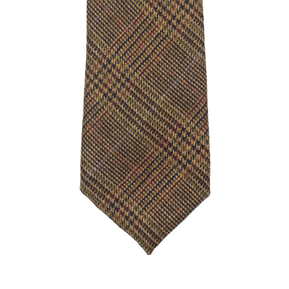 Glenplaid pure cashmere tie, brown, navy & wine