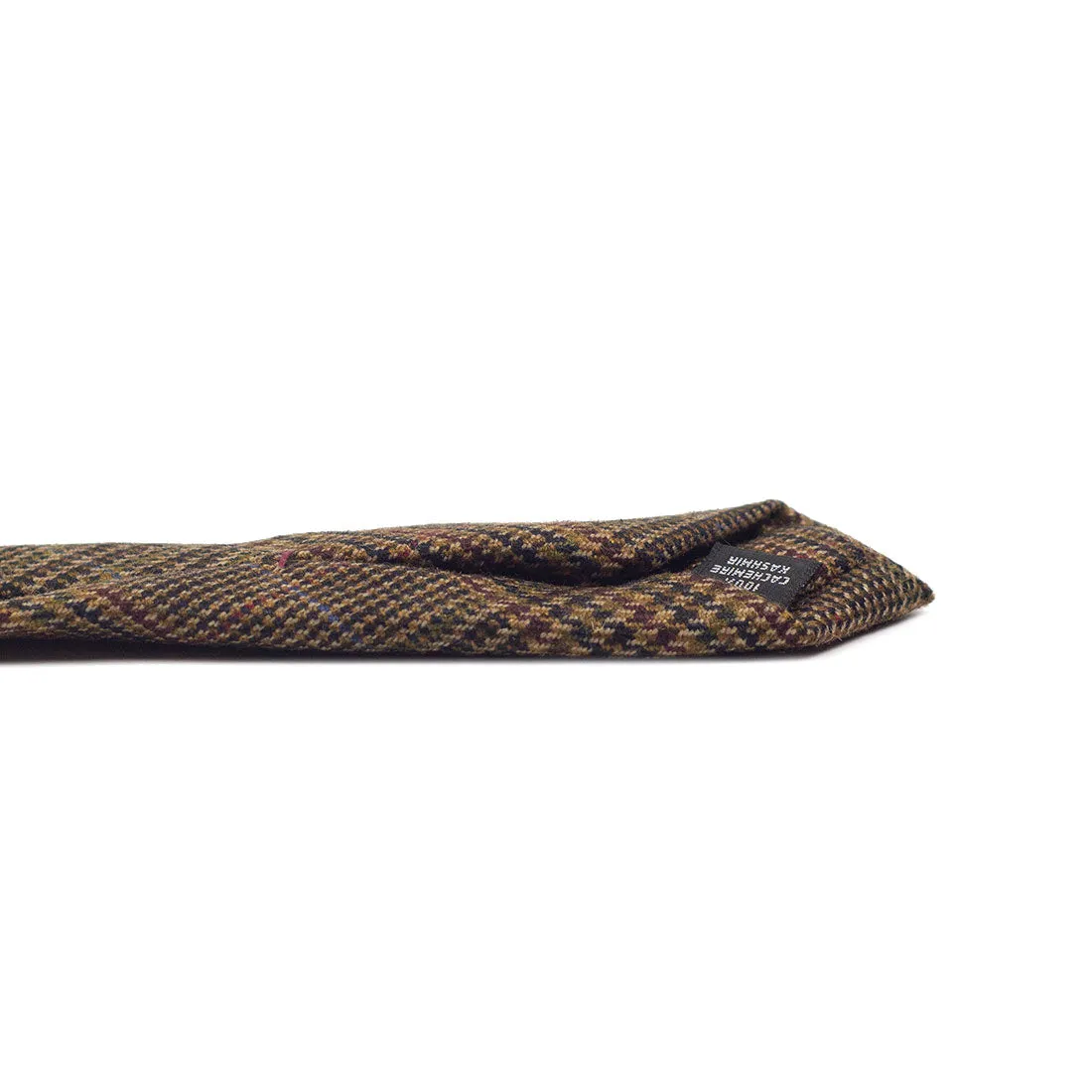 Glenplaid pure cashmere tie, brown, navy & wine