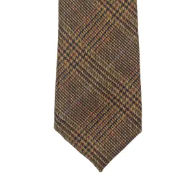 Glenplaid pure cashmere tie, brown, navy & wine
