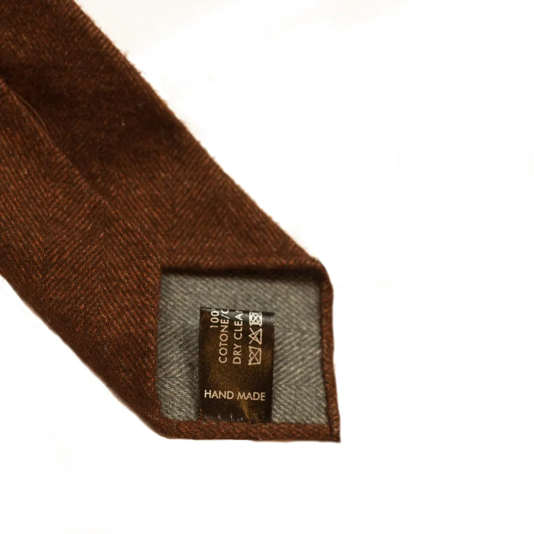 Hand-rolled rust herringbone cotton flannel tie