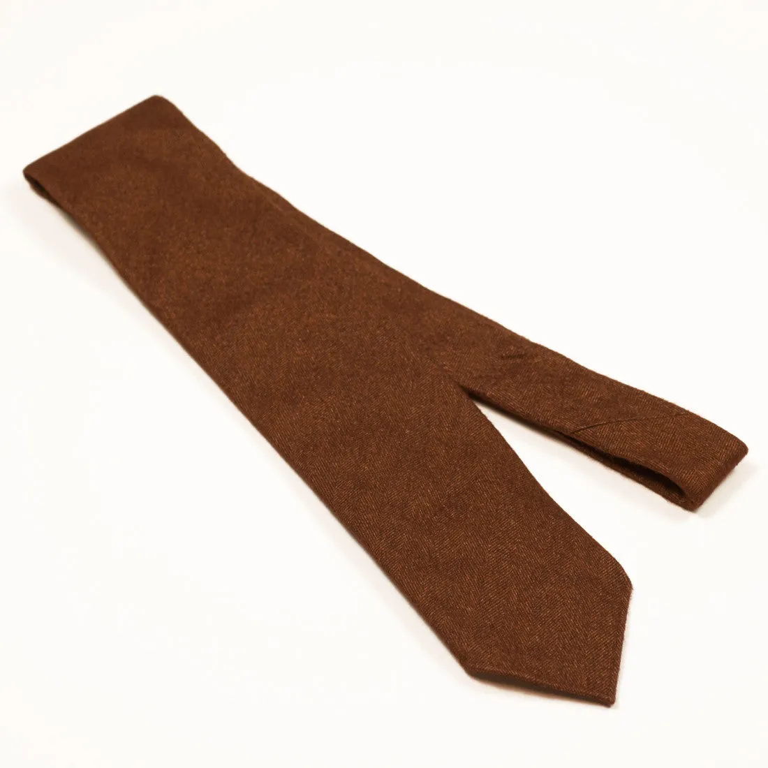 Hand-rolled rust herringbone cotton flannel tie