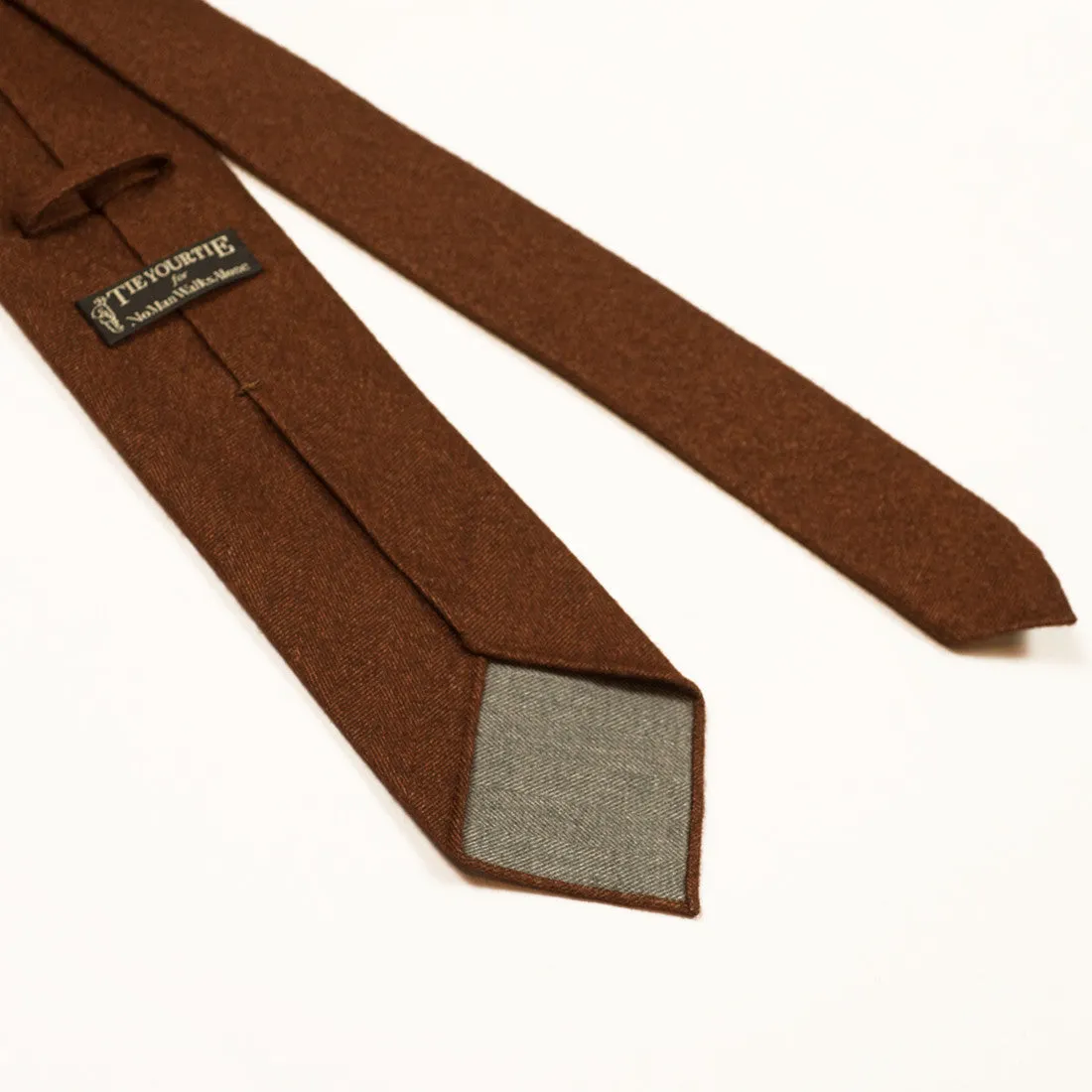 Hand-rolled rust herringbone cotton flannel tie