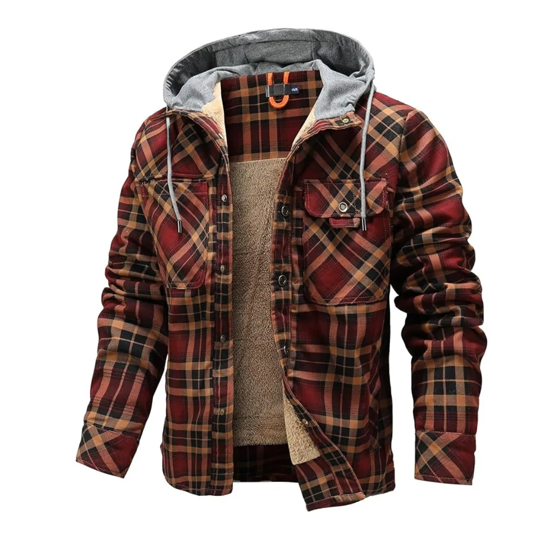 Hypestfit Men's Corduroy Plaid Sherpa Lined Flannel Shirt Jacket