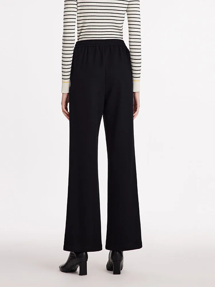 Knitted Straight Women Pants With Elastic Waistband