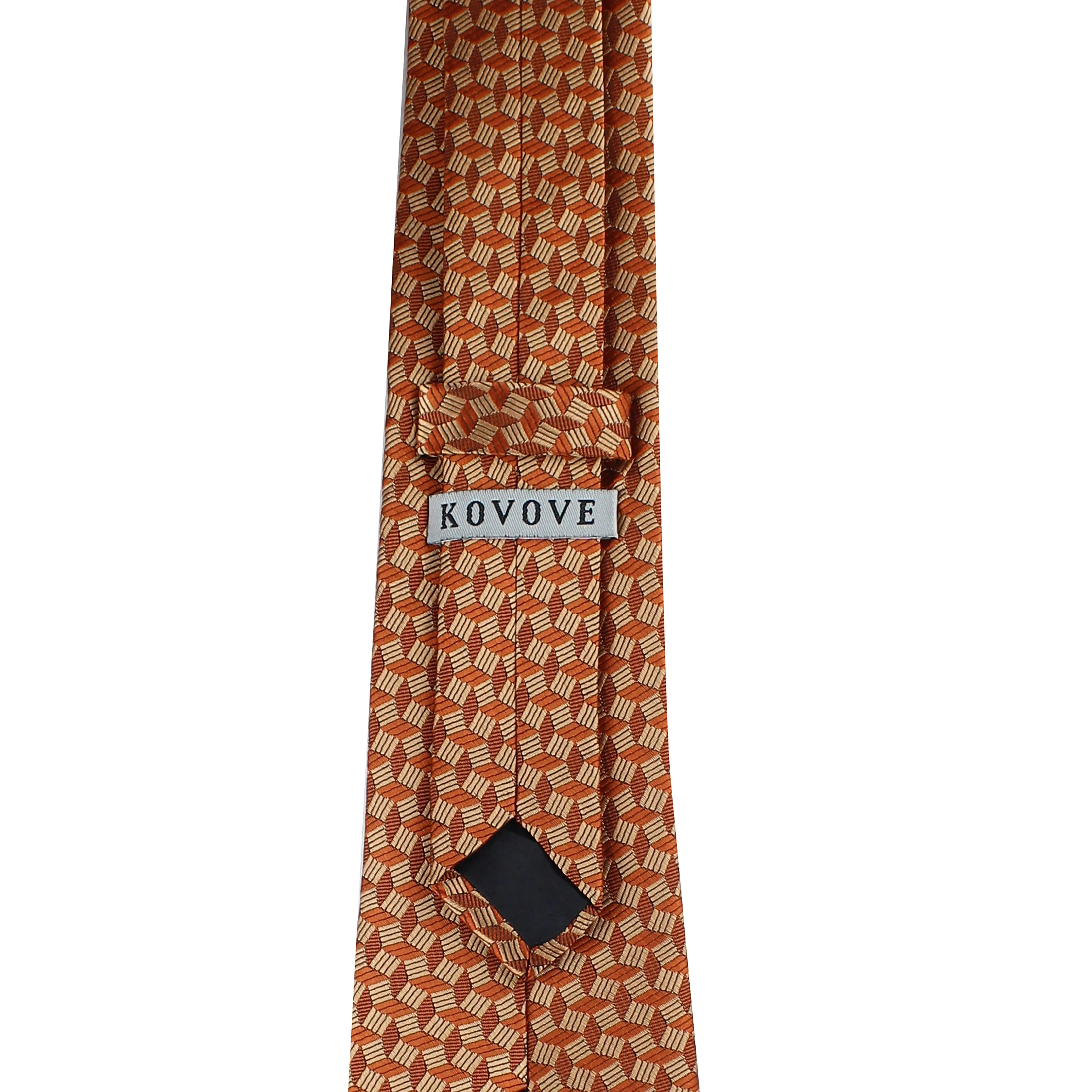 Kovove Geometric Pattern Orange Necktie for Men