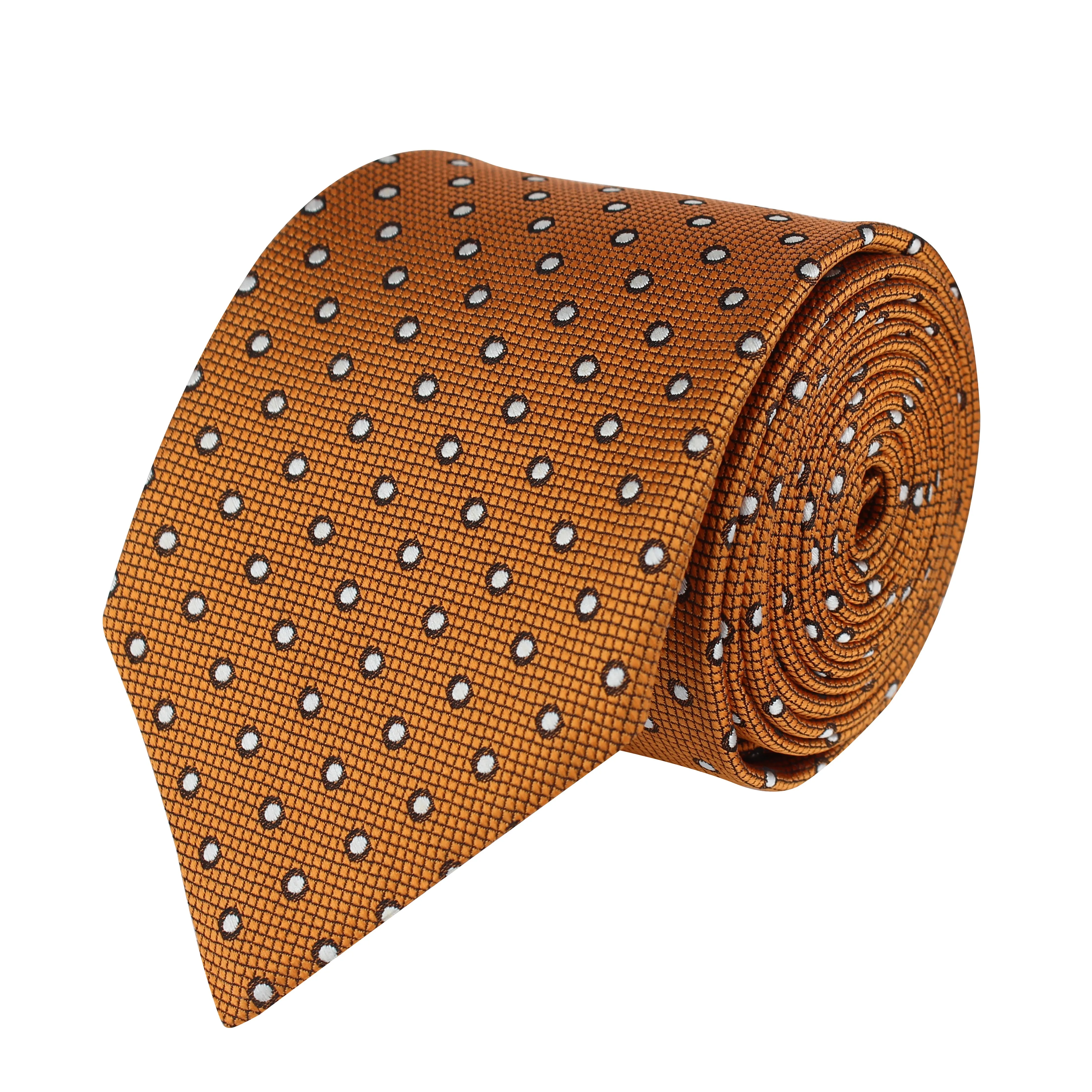 Kovove Polka Dot Beauty Orange Necktie for Men