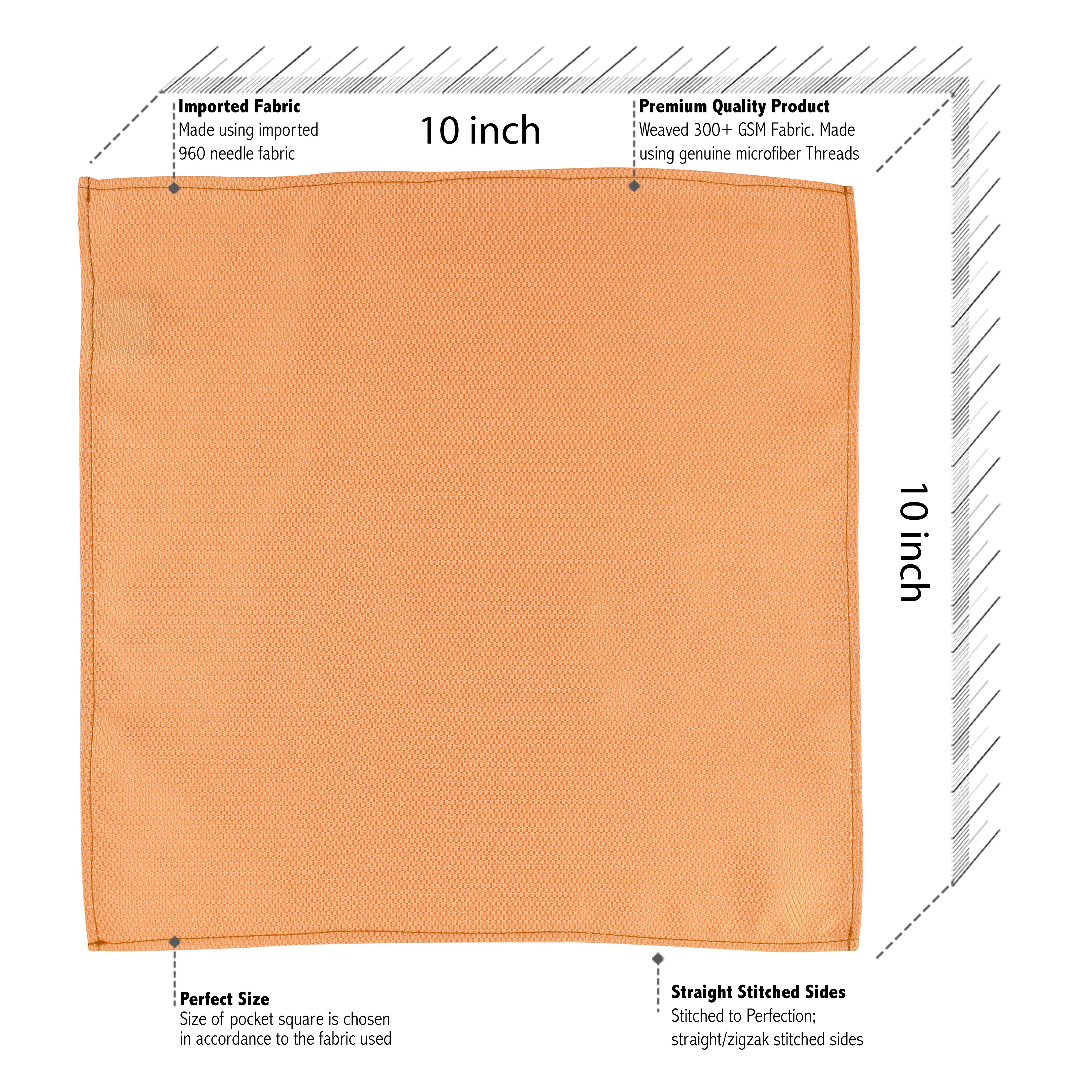 Kovove The Self Dash Line Orange Pocket Square For Men