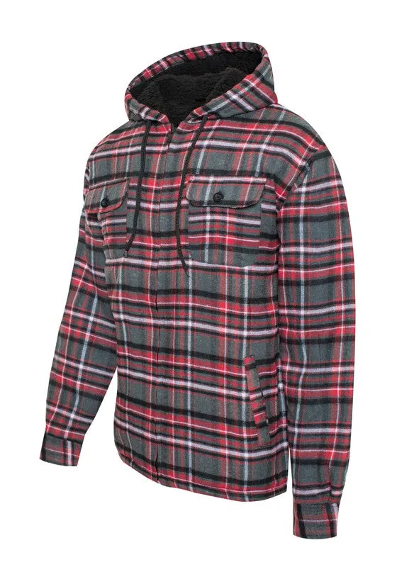 Men's Red Flannel Sherpa Long Sleeve Lining Jacket