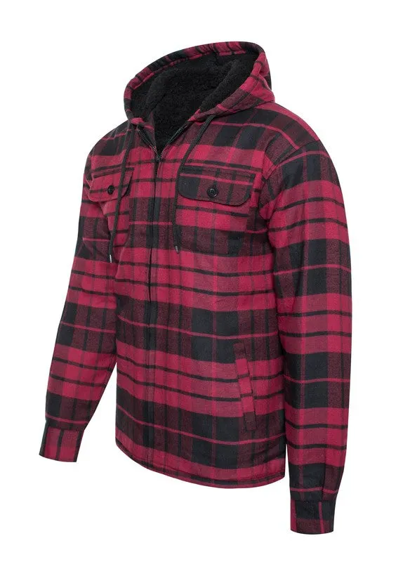 Men's Red Flannel Sherpa Long Sleeve Lining Jacket