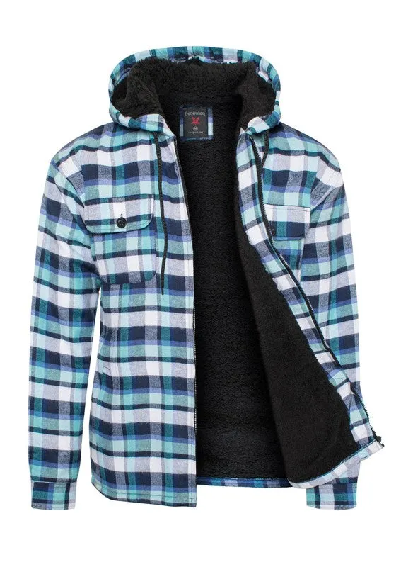 Men's Red Flannel Sherpa Long Sleeve Lining Jacket