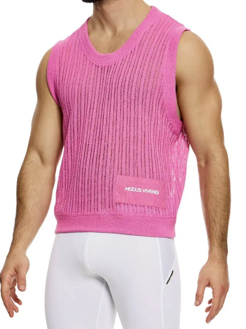 MODUS VIVENDI Crochet Tank Top: Scoop Neck, Striped Knit