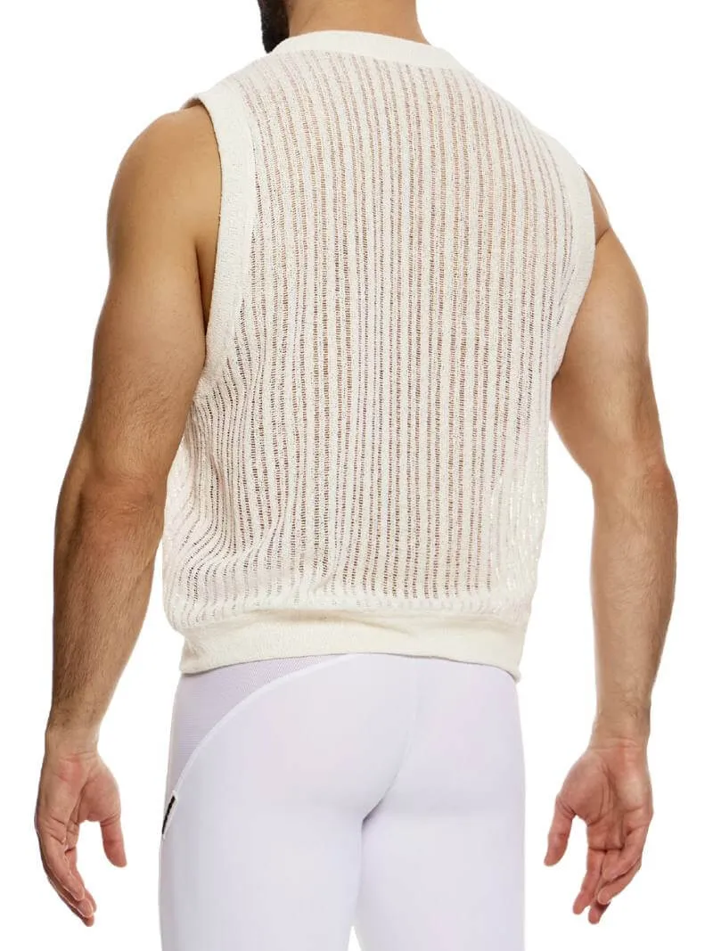 MODUS VIVENDI Crochet Tank Top: Scoop Neck, Striped Knit