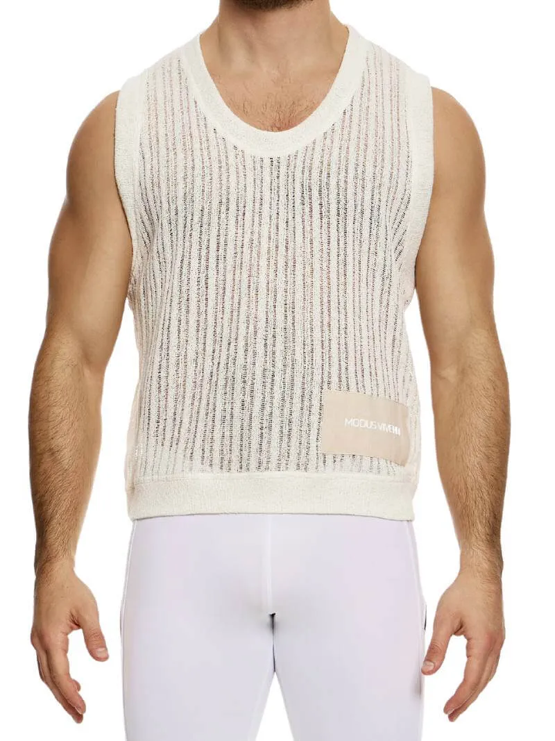 MODUS VIVENDI Crochet Tank Top: Scoop Neck, Striped Knit
