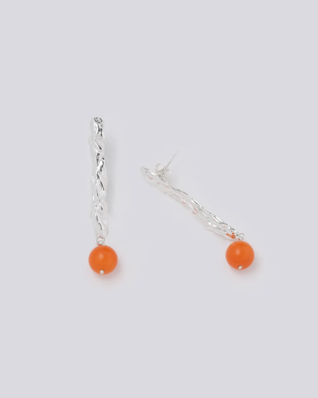 Neon Orange Silver Earrings