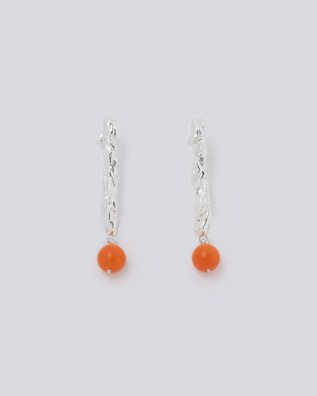 Neon Orange Silver Earrings