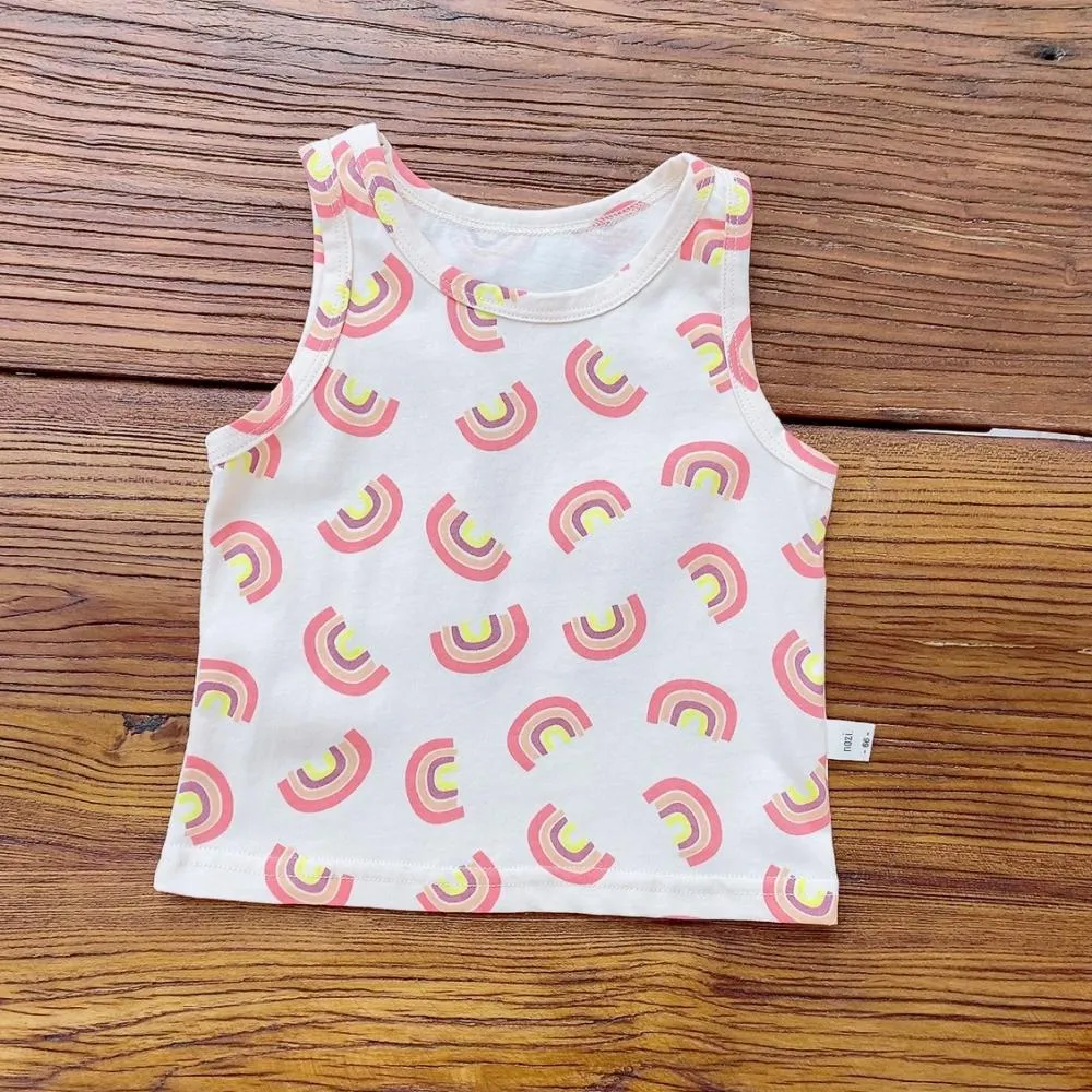 Summer Baby Cotton Rainbow Vest Suit Wholesale Baby Clothes