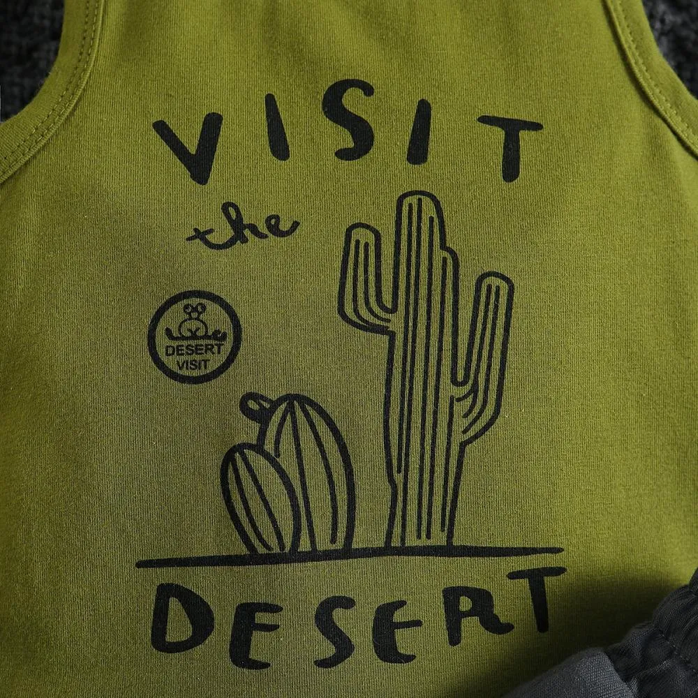 Summer children's printed vest shorts set Wholesale Kids Clothing