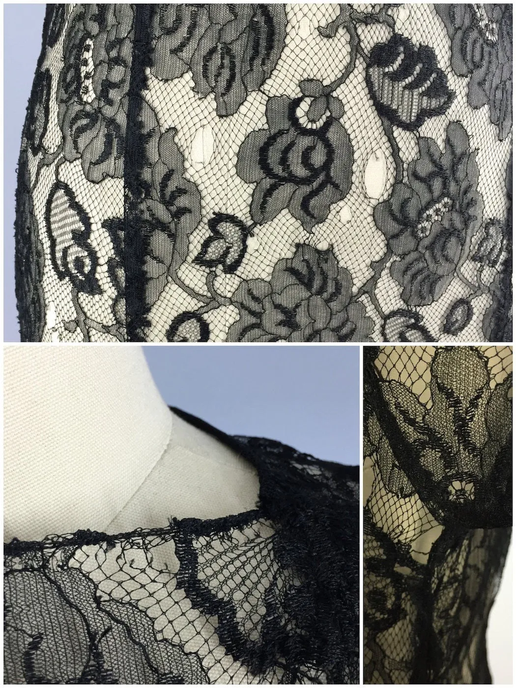 Vintage 1930s Maxi Dress / Black Lace