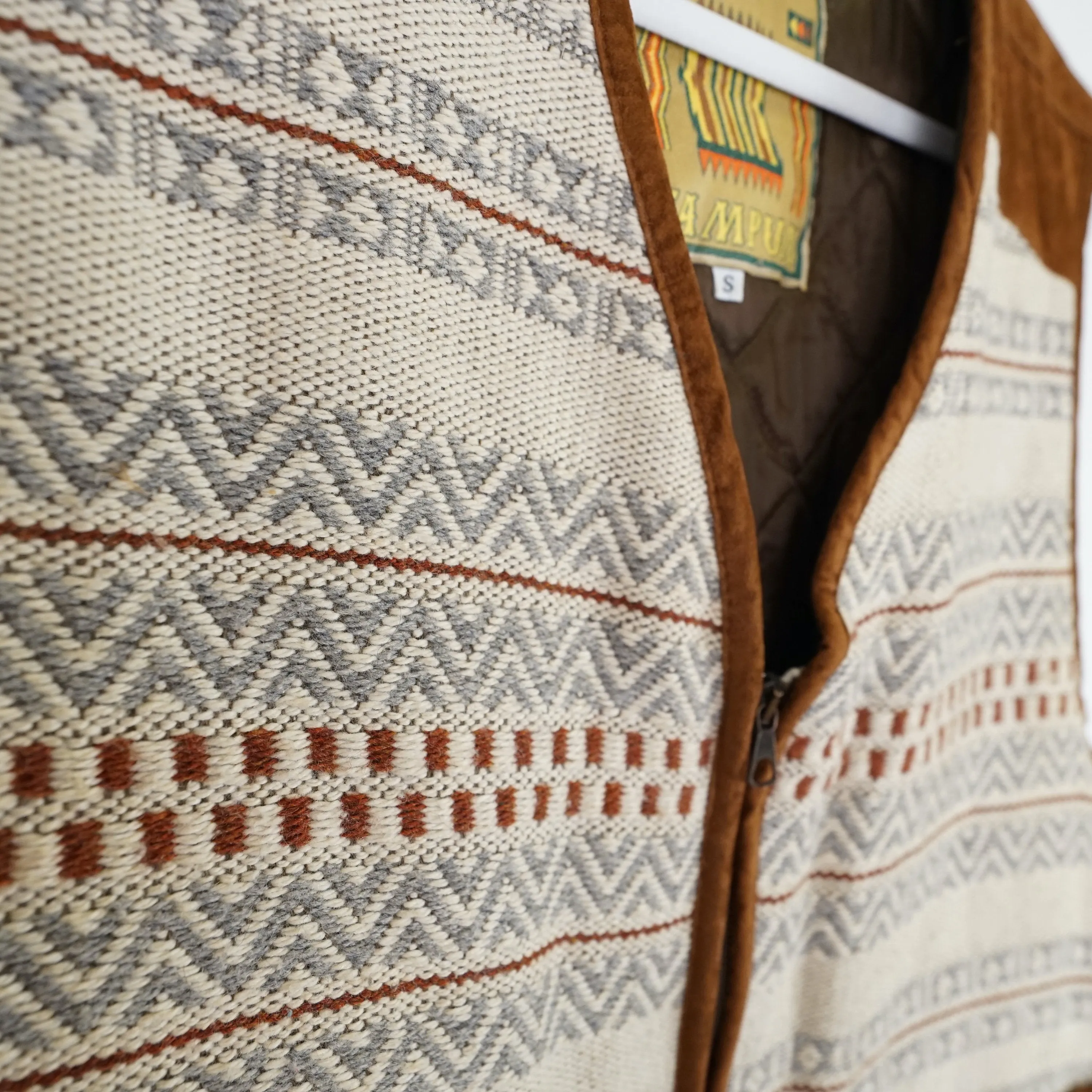 Vintage quilted Vest men Size S wool mix