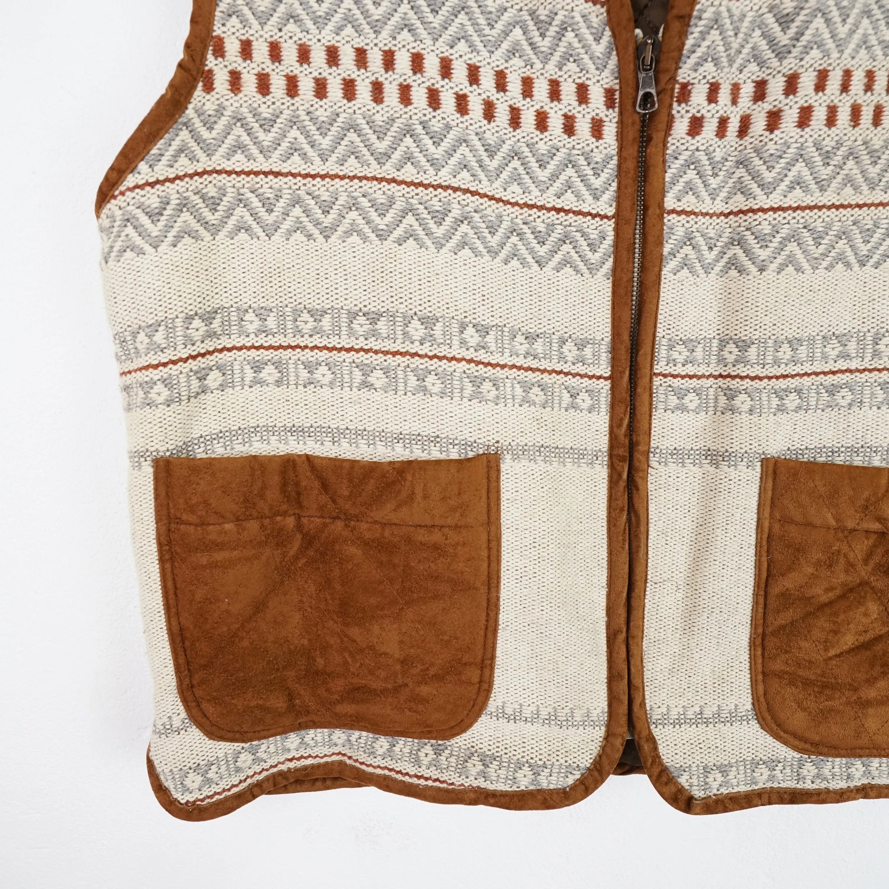 Vintage quilted Vest men Size S wool mix