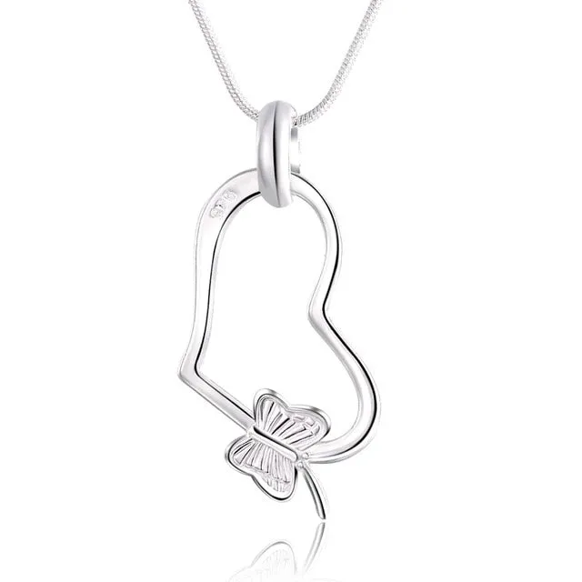 Wholesale different Free shipping fashion silver color jewelry elegant charms retro exquisite heart pendant necklace women ,