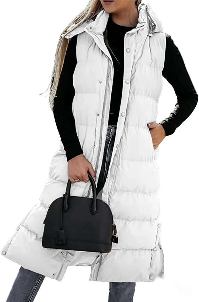 Women's Casual Mid-length Vest Zipper Single-breasted Jacket