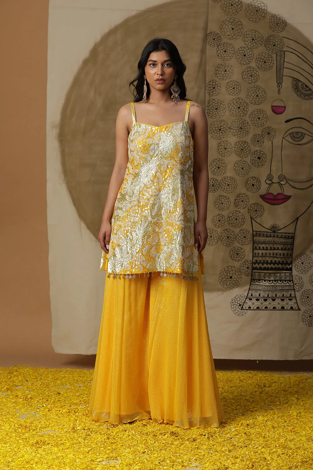 Yellow Kurta Cape Set