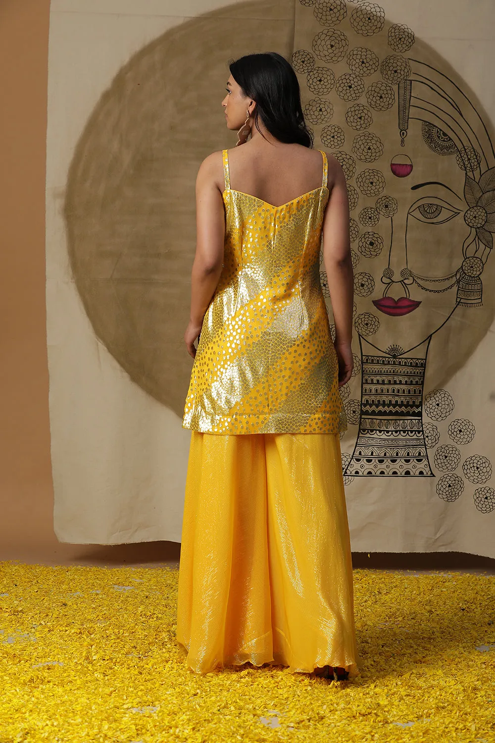 Yellow Kurta Cape Set