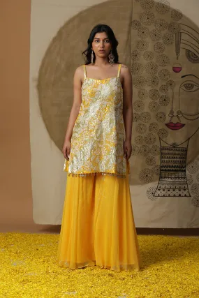 Yellow Kurta Cape Set