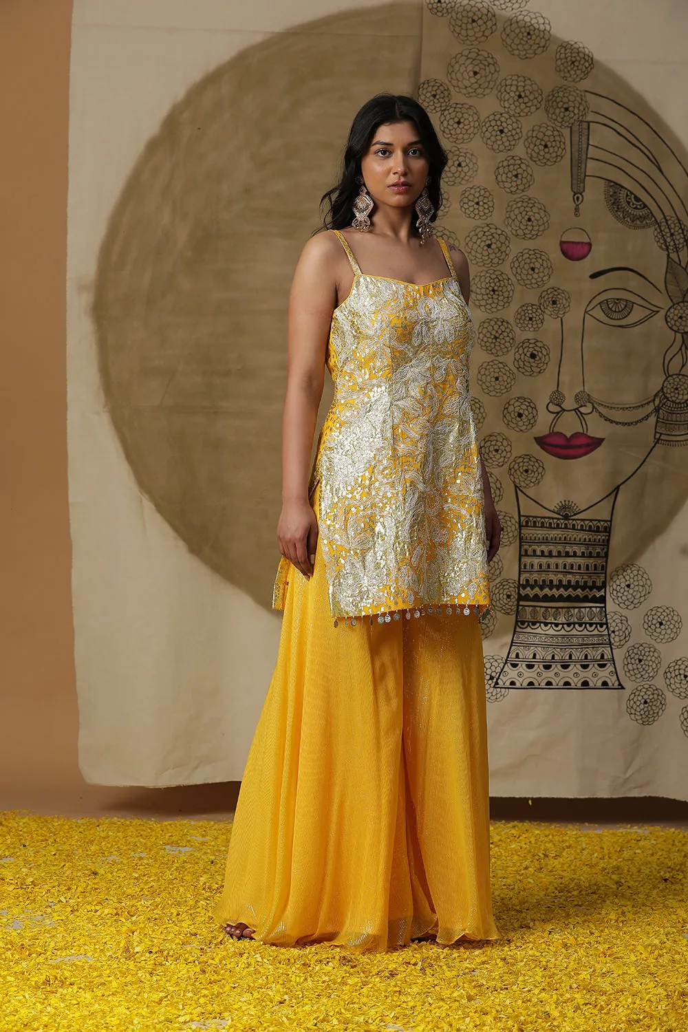 Yellow Kurta Cape Set