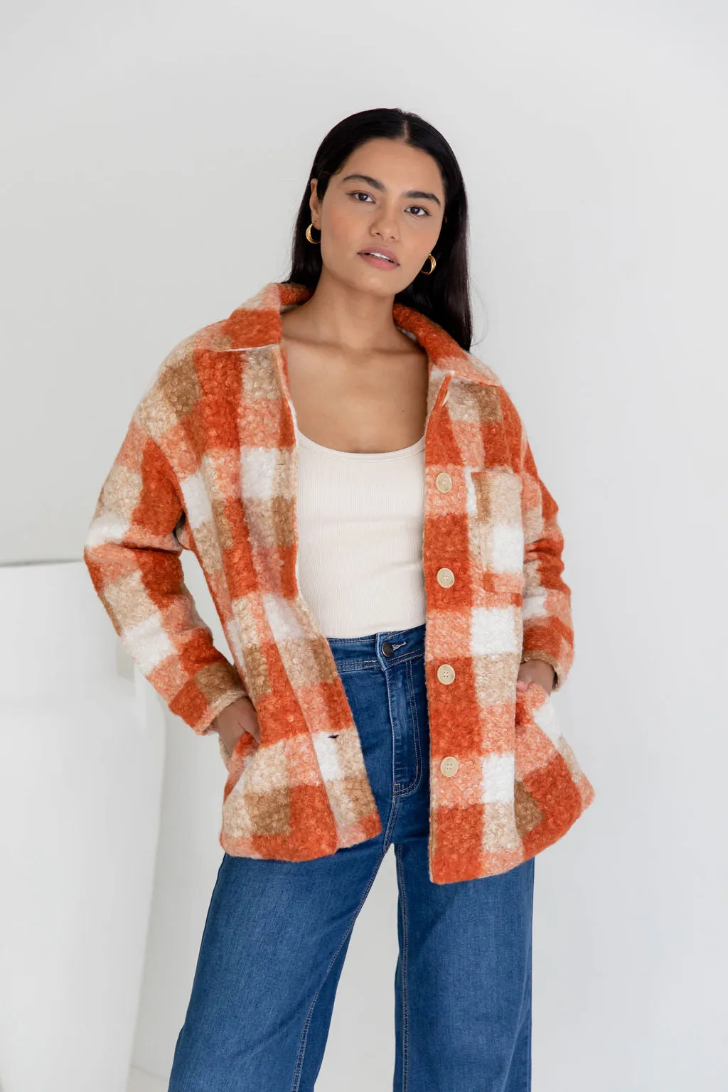 Zimi Shacket - Orange Plaid