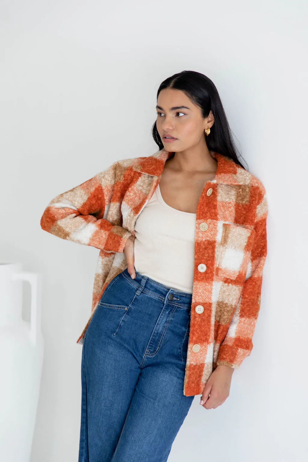 Zimi Shacket - Orange Plaid