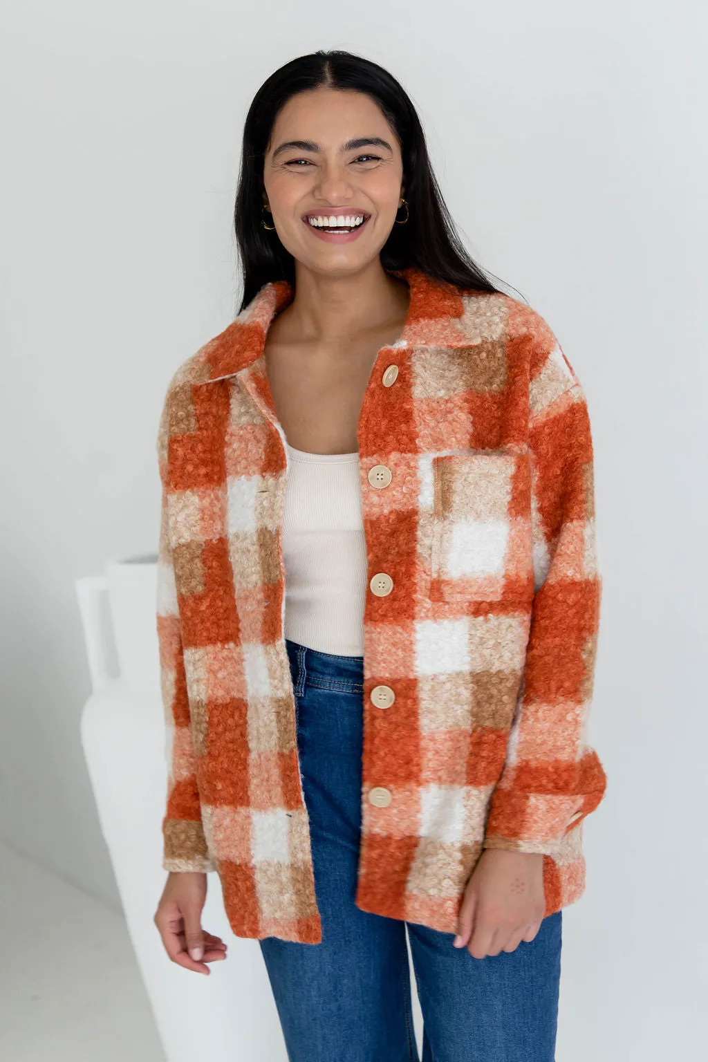 Zimi Shacket - Orange Plaid