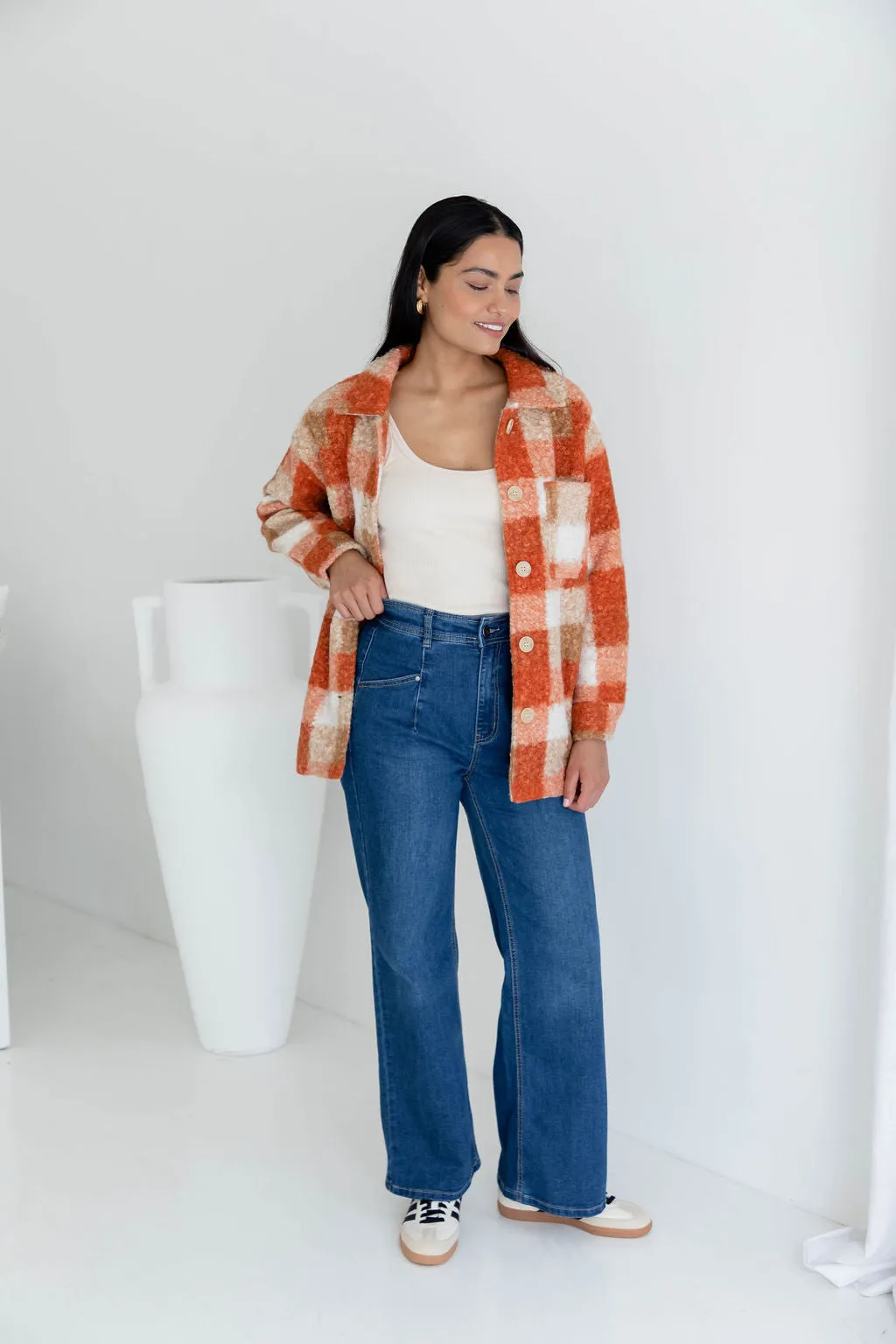 Zimi Shacket - Orange Plaid